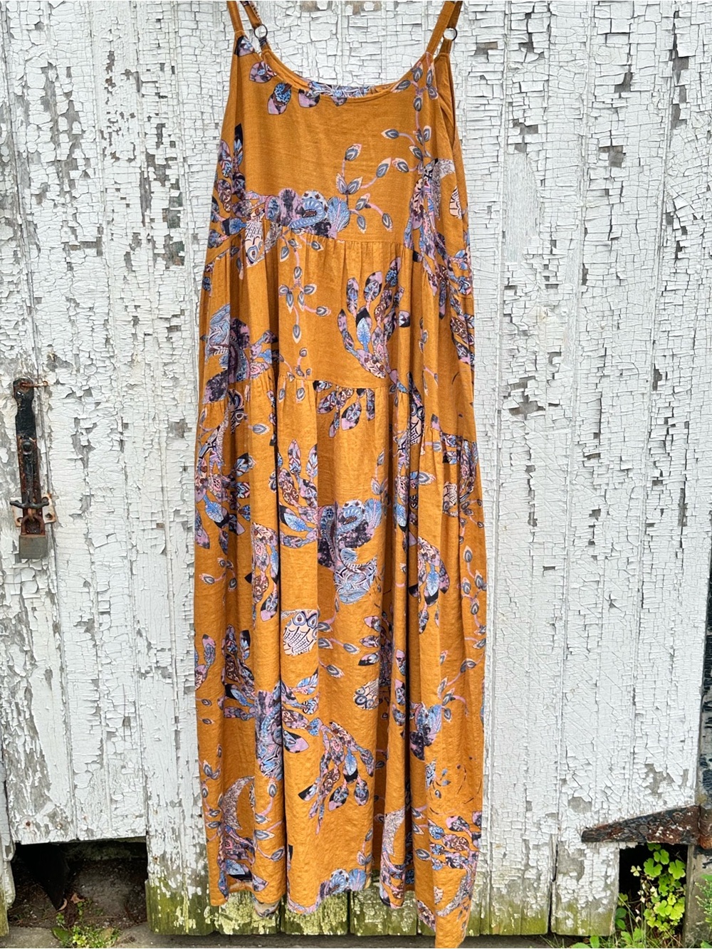 Floral Tiered Maxi dress - Mustard Floral
